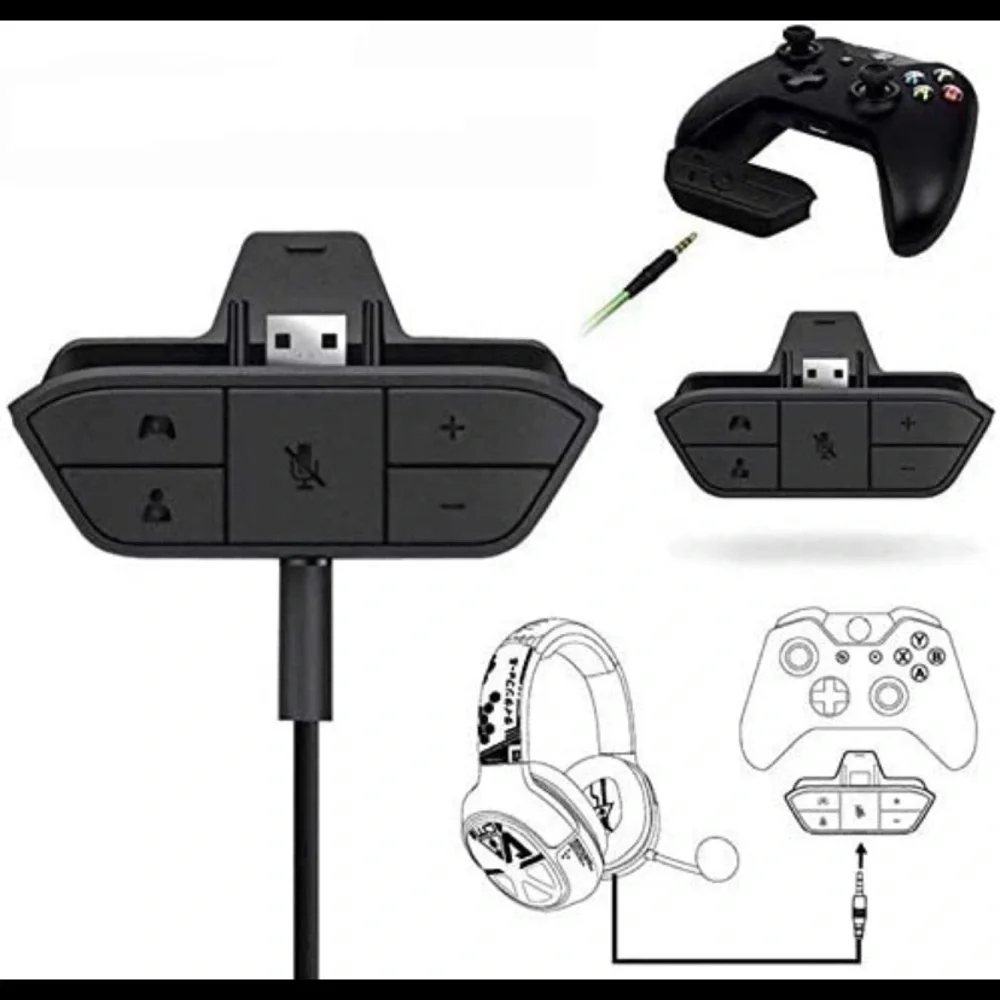 Headset Audio Mic Stereo Earphone Adapter for Xbox One Controller
